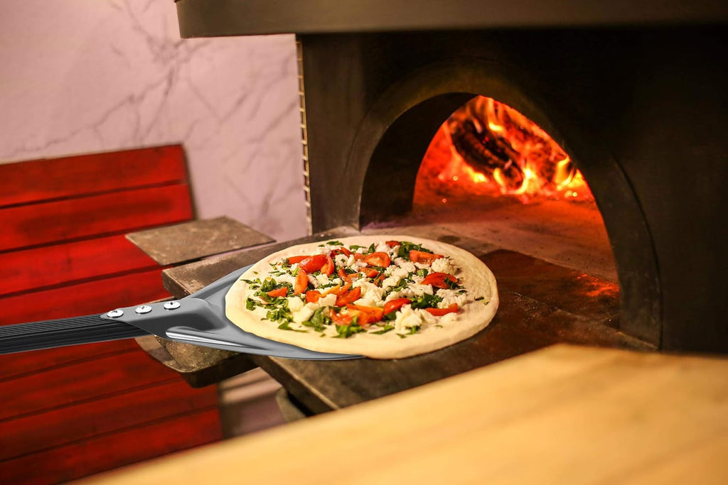 Turning Pizza Peel with 8" Aluminum Round Pizza Paddle,23.6" Overall,Outdoor Pizza Oven Accessories