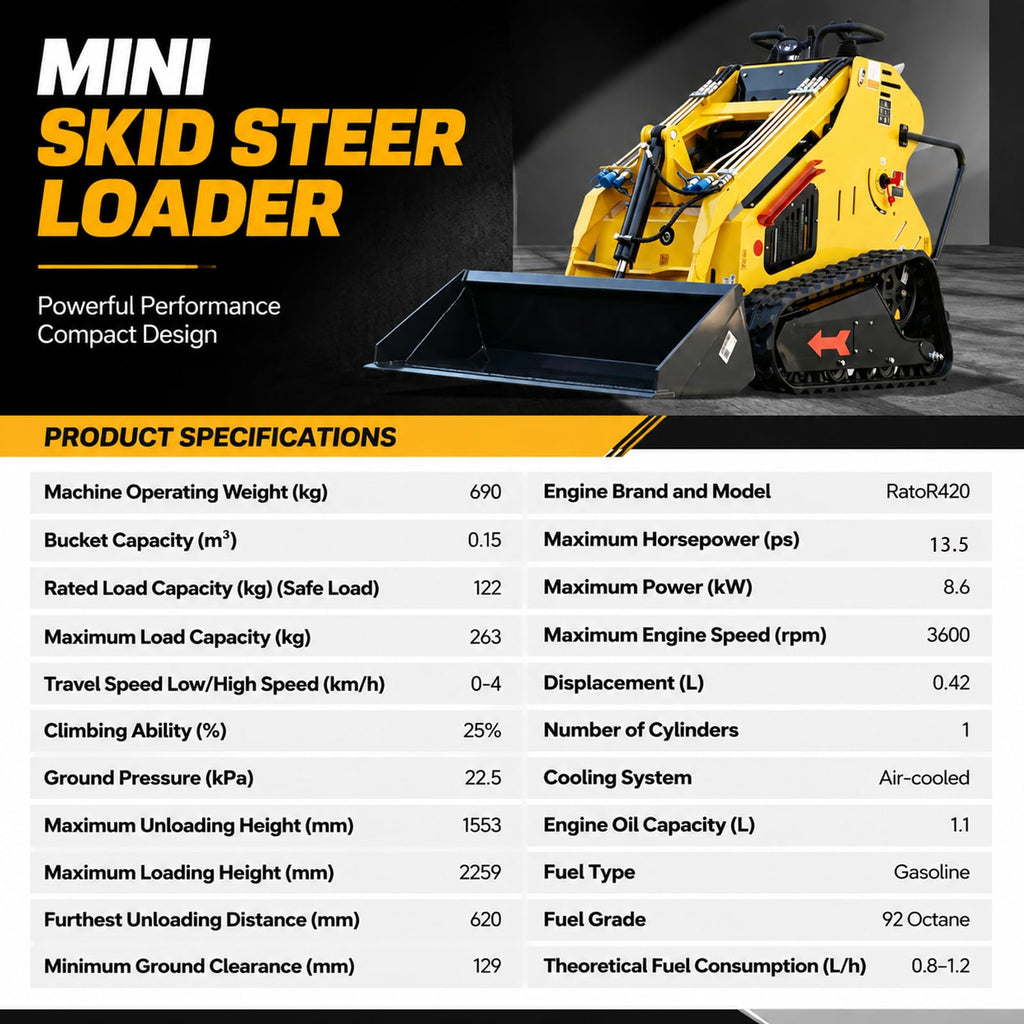 Mini Skid Steer Loader 13.5HP Gas Stand-On Track Loader 46-In Bucket