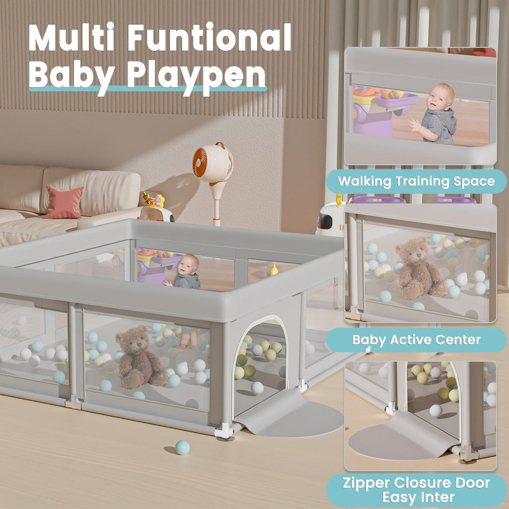 Baby Playpen 50x50 Inch, Play Pens for Babies and Toddlers Baby Fence Play Yards for Indoor & Outdoor with Breathable