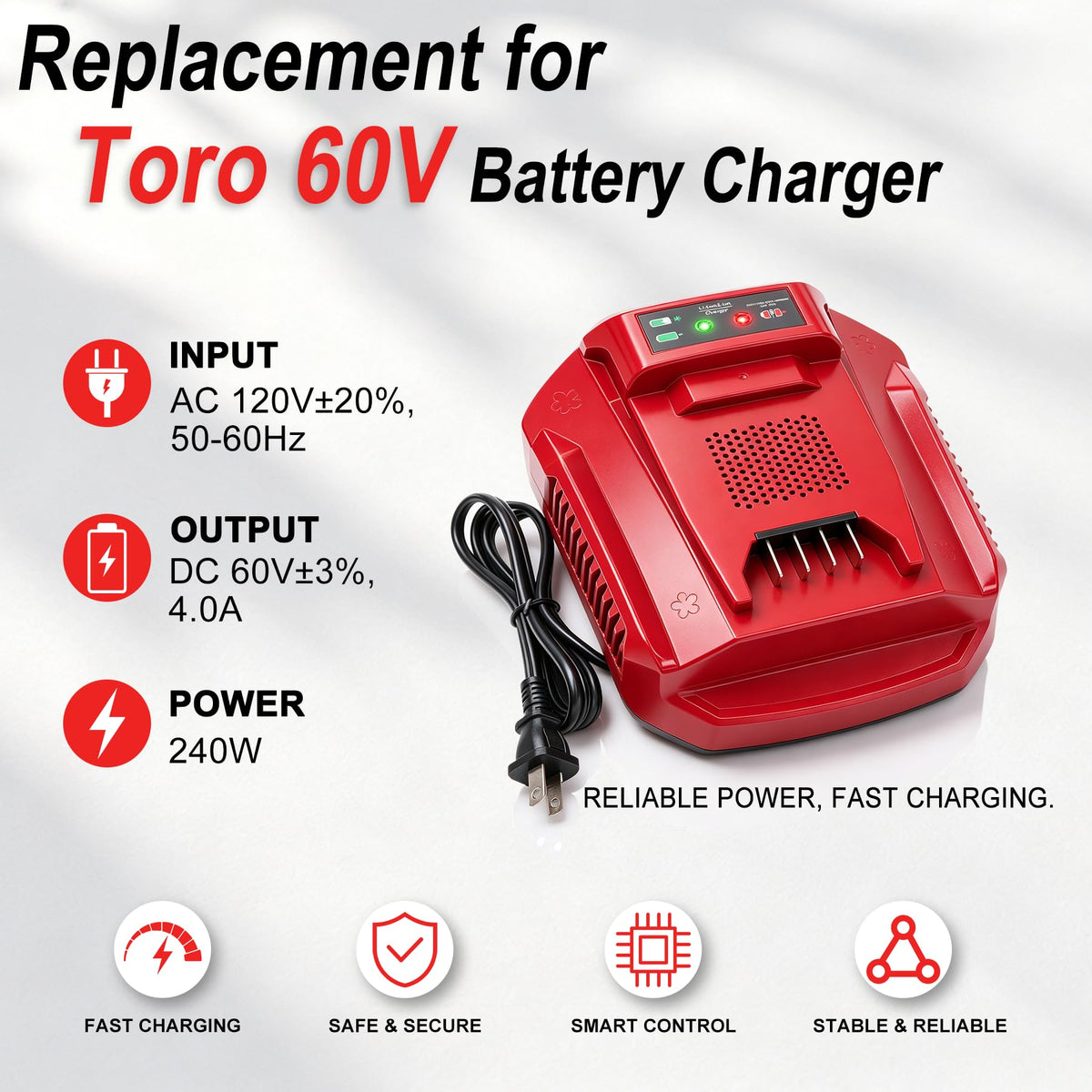 BOTKK 240W Rapid Charger Replacement for Toro Battery Charger 88605 88602