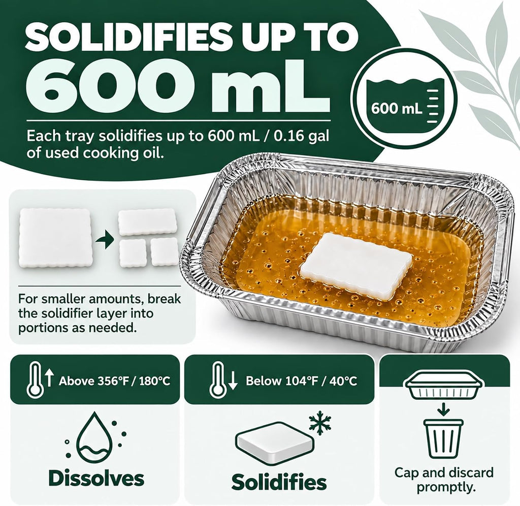 Cooking Oil Solidifier, 12-Pack Disposable Grease Disposal Trays