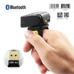 Bluetooth Ring 1D 2D QR Barcode Scanner,Wearable Wireless Finger Mini Bar Code Reader Scanner Compatible for Windows
