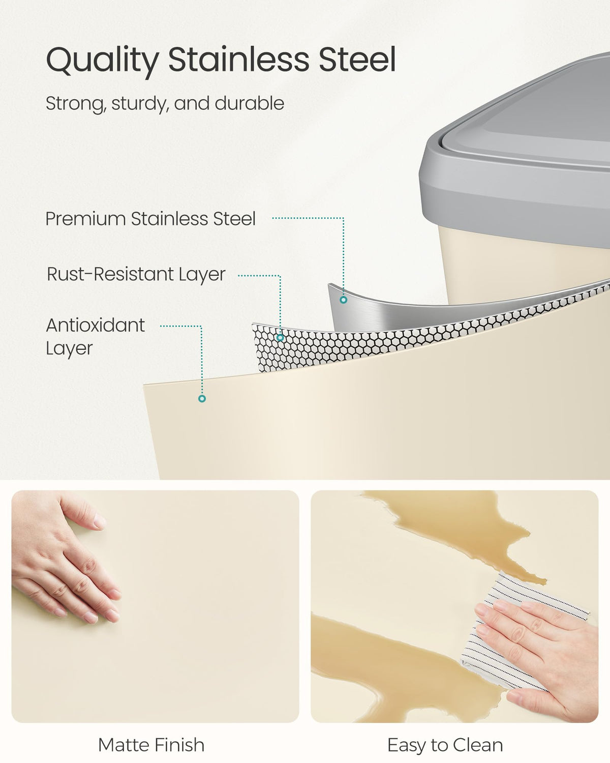 Kitchen Trash Can, 18-Gallon (68 L) Stainless Steel, Soft Closure