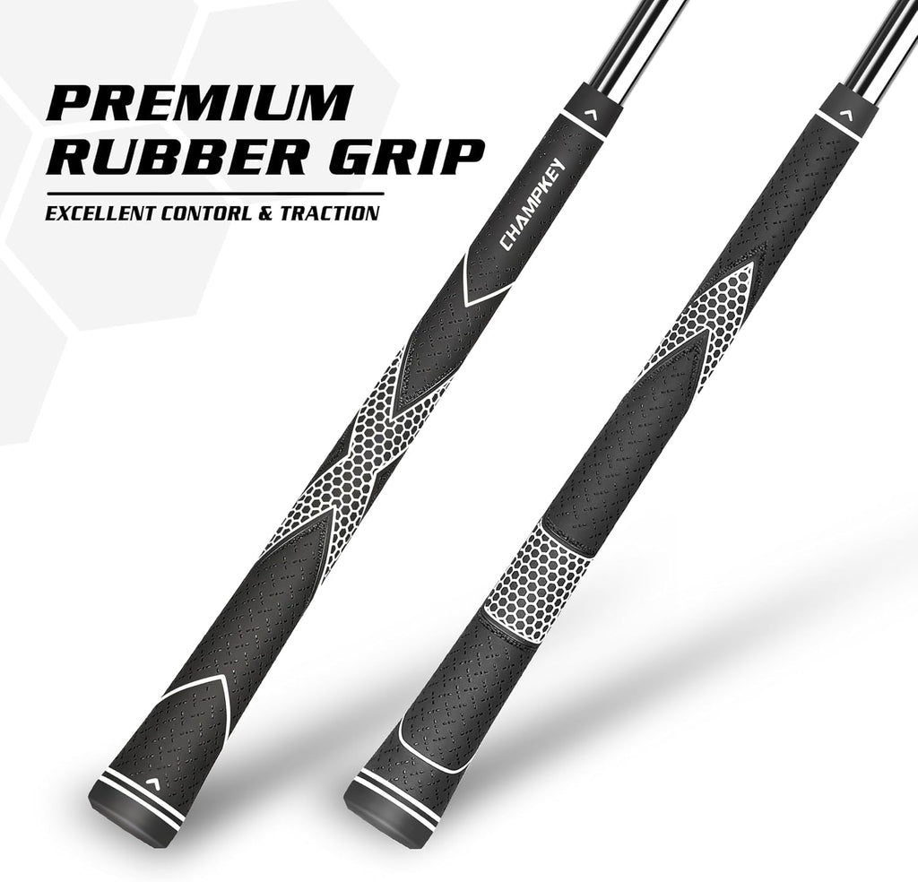 Premium Rubber Golf Grips 13 Pack | High Traction Golf Club Grips | Choose Between Grip with 15 Tapes and Grip with