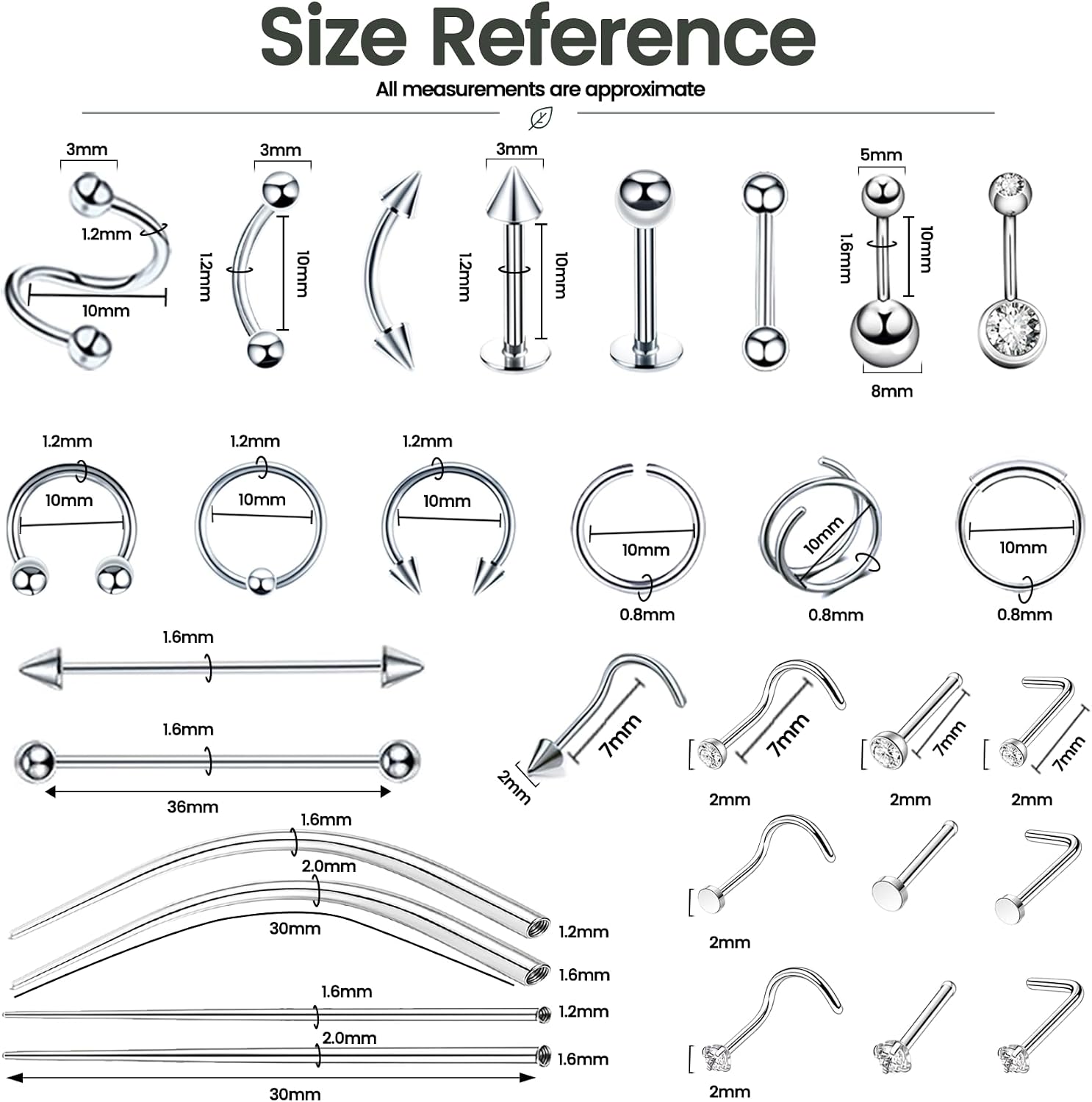 Body Piercing Kit with Piercing Jewelry, Complete 148PCS Set