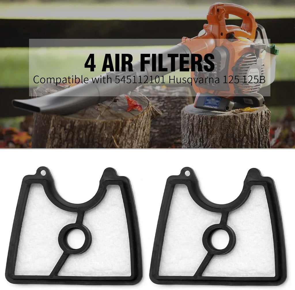 4pcs 545112101 Air Filter Replacement for Husqvarna Craftsman 125B 125BV 125BX 125BVX Leaf Blower Replacement for Jonsered B2126 BV2126 Blower