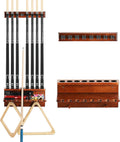 Wall Mount Pool Stick Holder - Billiards Pool Cue Rack Hardwood Pool Cue Set Holder for 8 Cues Sticks Storage Pool