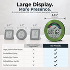 Digital Hygrometer Indoor Thermometer, Brushed Metal Frame, Green