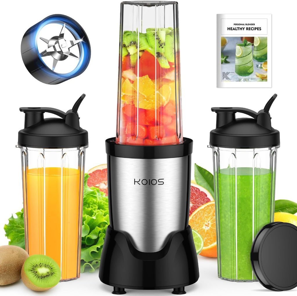 Personal Blender for Smoothies with 3 x 22oz To-go Cups, BL319B Black | 22000 RPM Detachable Blade Countertop