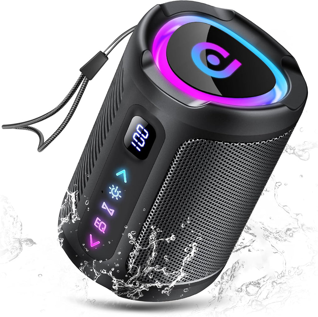Bluetooth Speaker, 2026 Portable Wireless Speakers with Led Light, Bluetooth 5.4, 15H Playtime, Enhanced Bass, IPX7