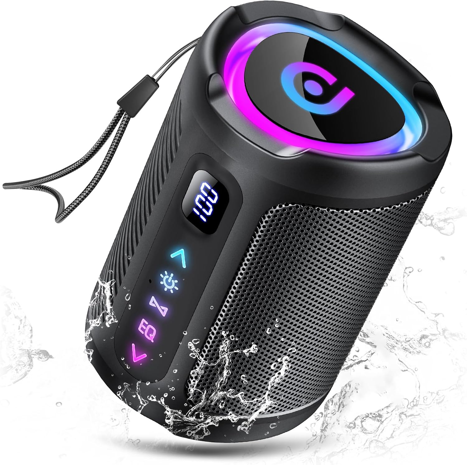 Bluetooth Speaker, 2026 Portable Wireless Speakers with Led Light, Bluetooth 5.4, 15H Playtime, Enhanced Bass, IPX7