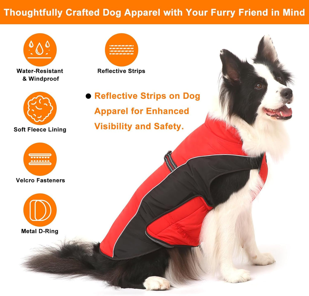 Warm Dog Winter Coat, Gimilife Dog Sweater Cold Weather Coats Waterproof Dogs Apparel Clothes Pet Jacket Padded Vest