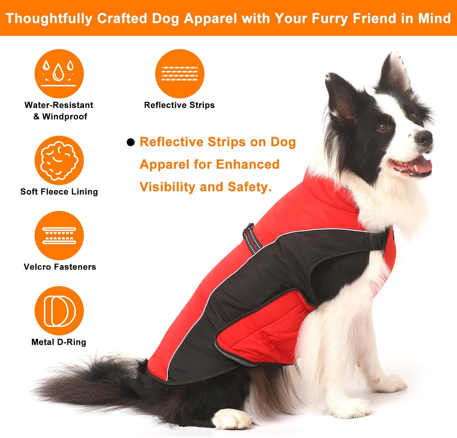 Warm Dog Winter Coat, Gimilife Dog Sweater Cold Weather Coats Waterproof Dogs Apparel Clothes Pet Jacket Padded Vest