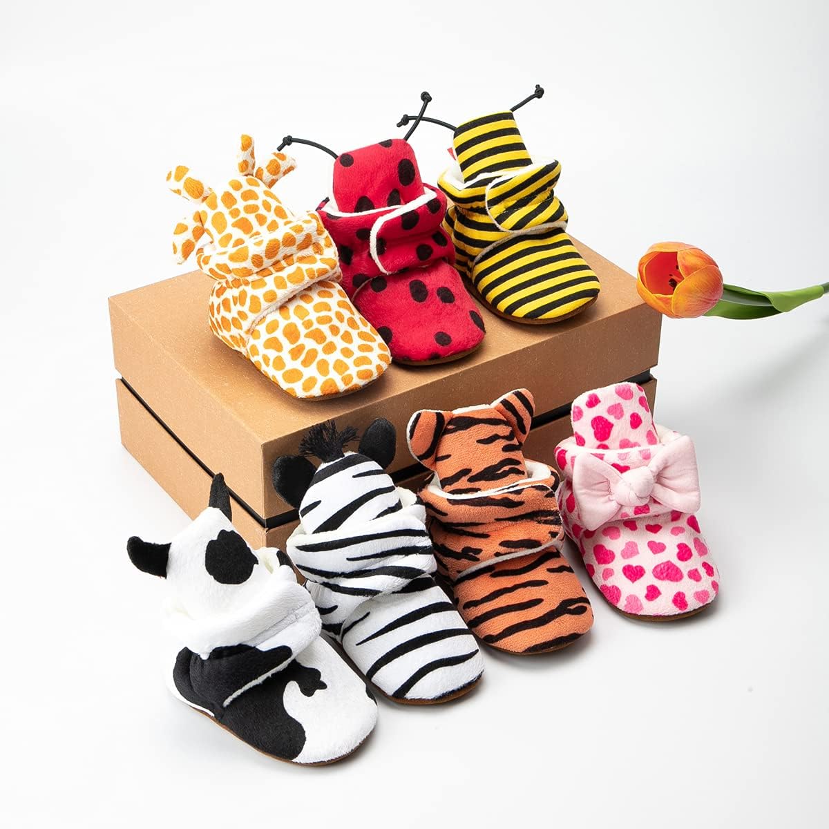 Newborn Baby Cotton Booties Stay On Slipper Winter Warm Soft Shoes Non-Skid Infant Ankle Boots Crib Shoes