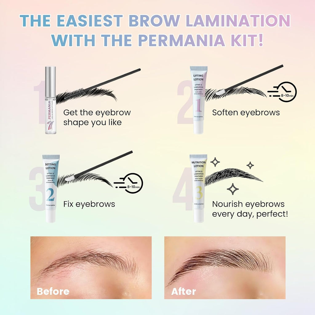Brow Lamination Kit, Tube Design Instant Perm for Fuller & Thicker Eyebrows Salon Result lasts 4 weeks (with Liquid