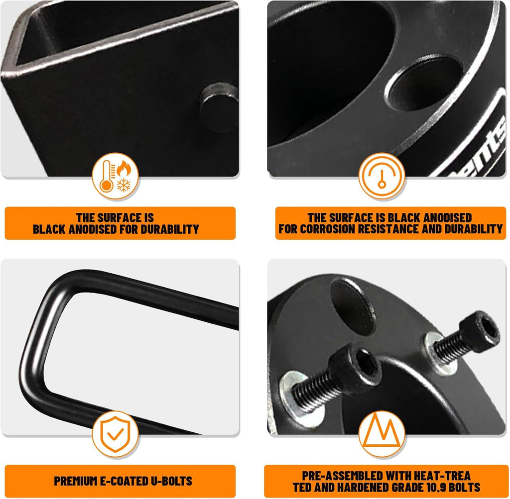 3" Front and 2" Rear Leveling Lift Kit for 2005-2022 Nissan Frontier, 2WD and 4WD Models