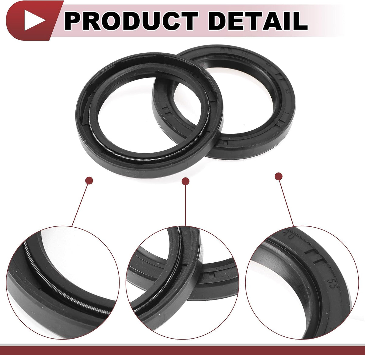 5 Pcs Rotary Shaft Seal High Pressure Oil Seal 40x55x7mm Black Nitrile 70 Durometer Rubber