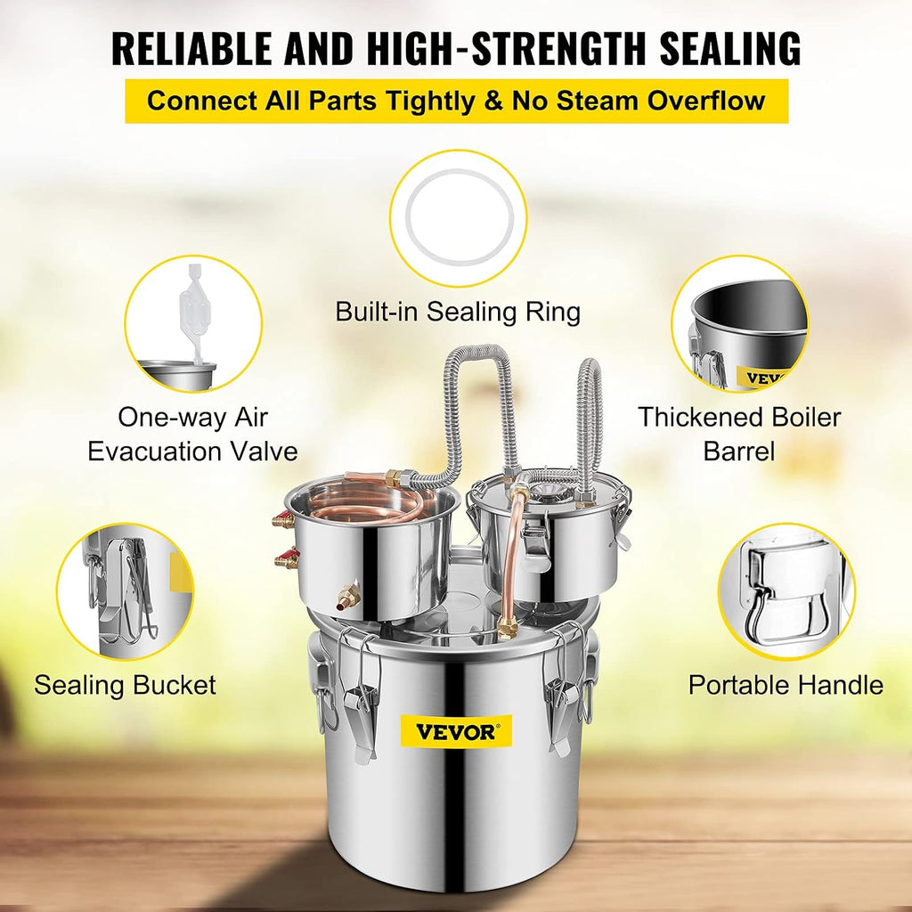 Alcohol Still 8GAL/30L, Alcohol Distiller with Thumper Keg, Distillery Kit for Alcohol with Copper Tube & Build-in
