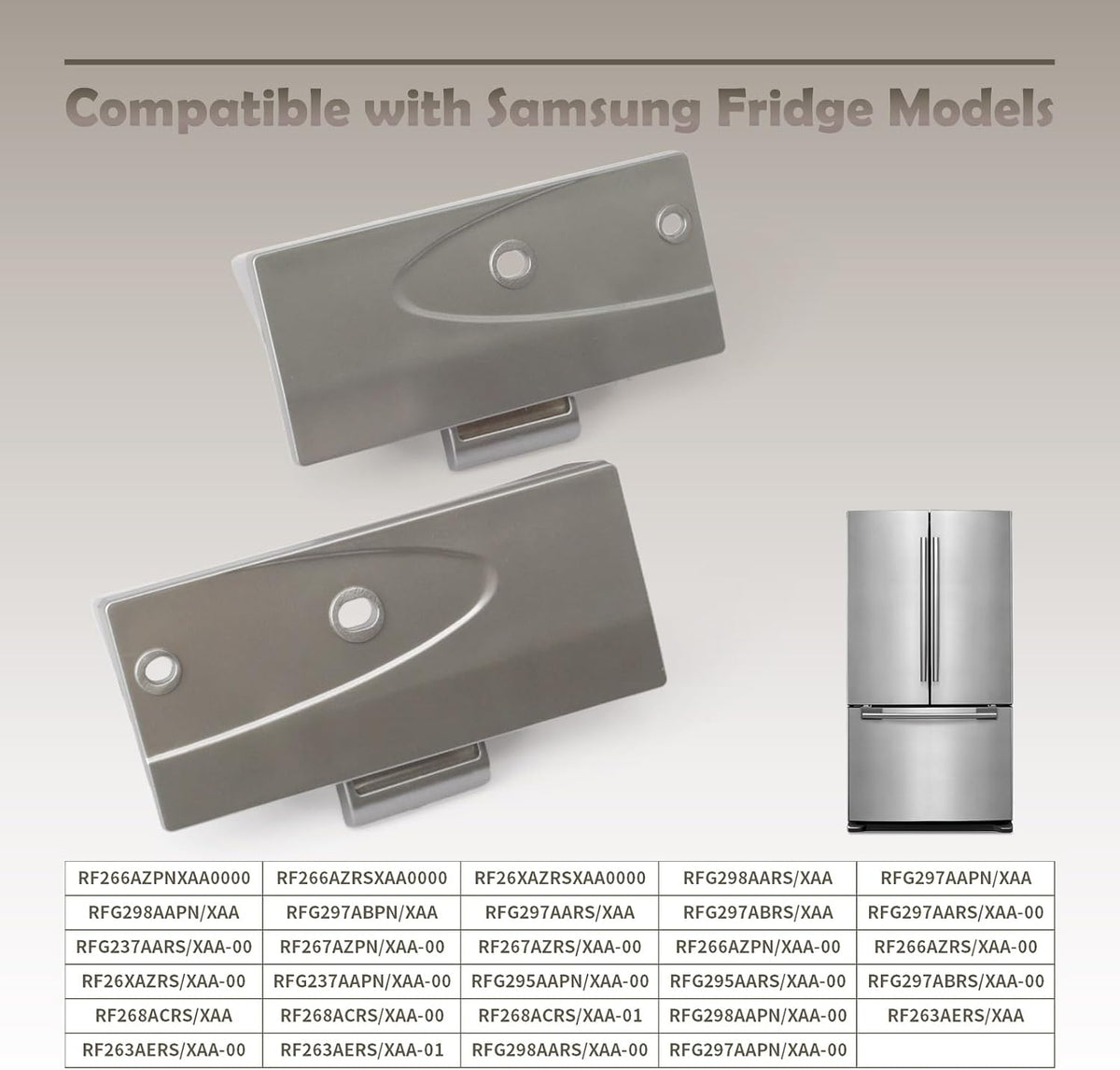 DA67-02057A & DA67-02056A Refrigerator Freezer Door Handle Mounting Cap Compatible with Samsung Fridge RF263ERS/XAA RF266AERS/XAA RFG297AARS/XAA, Left & Right Side Handle End Cap