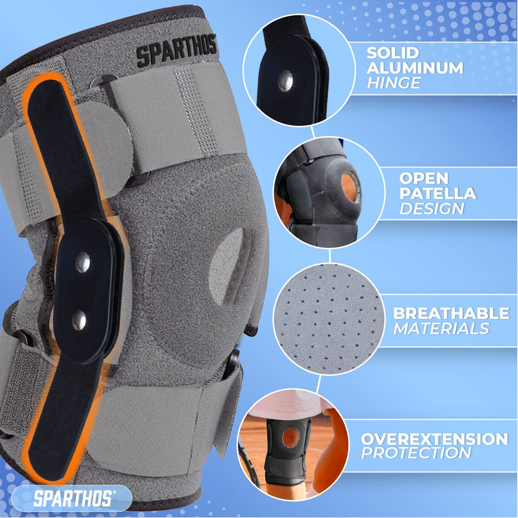 Knee Brace - Heavy-Duty Hinged Support for ACL, MCL, Meniscus Tear, Arthritis, Tendonitis Pain - Open Patella