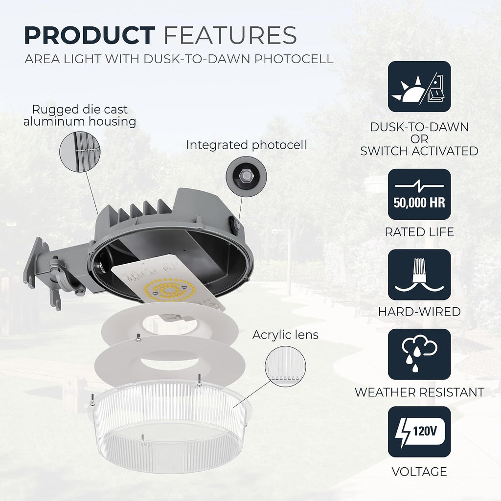 HALO ALB LED Area Light, 2000 Lumens, Dusk-to-Dawn, Gray