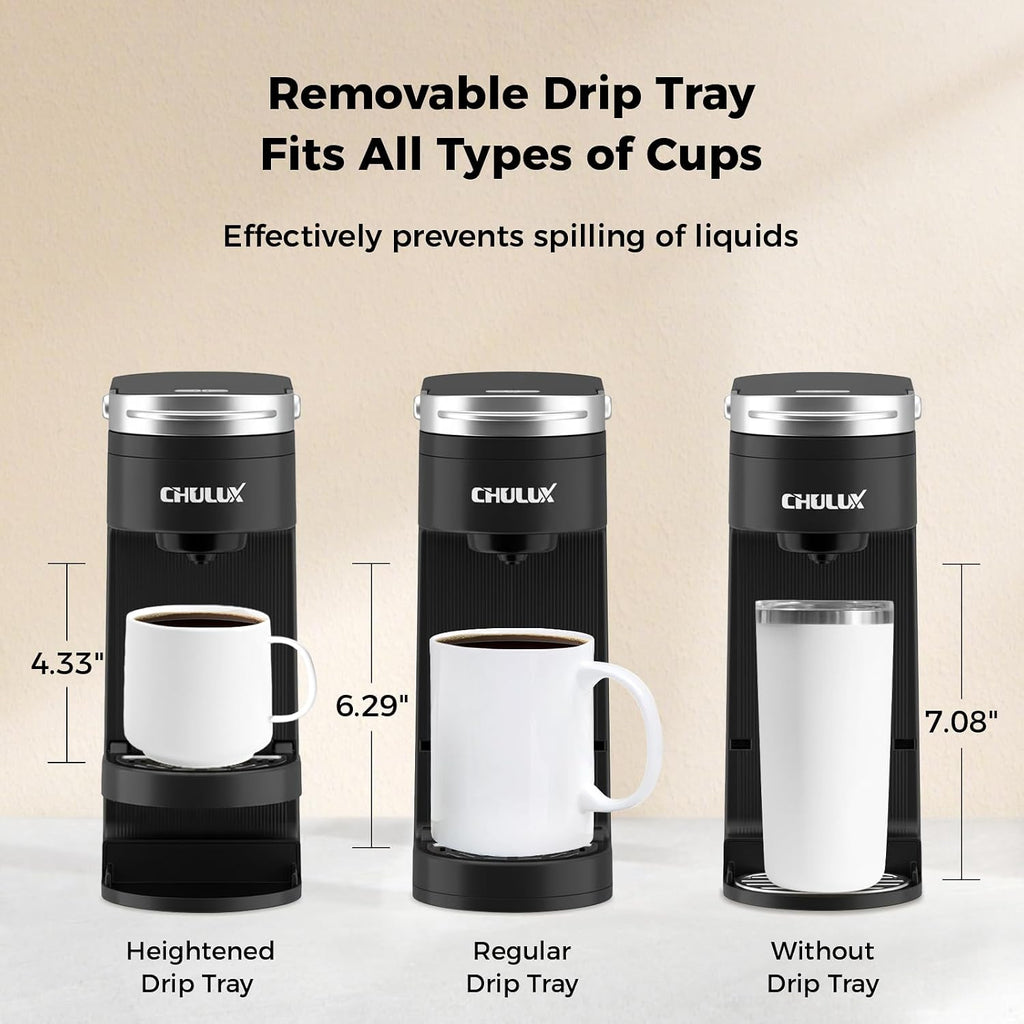 Slim Single Serve Coffee Maker for K Cup, Fast Brewing, Matte Black | Rapid-Heating Boiler Tech, 4-Hole Needle for