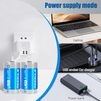Rechargeable Lithium D Batteries with 4 in 1 USB-C Charge Cable
