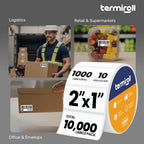 2x1 Direct Thermal Labels, 10 Rolls (10,000) Barcode FNSKU