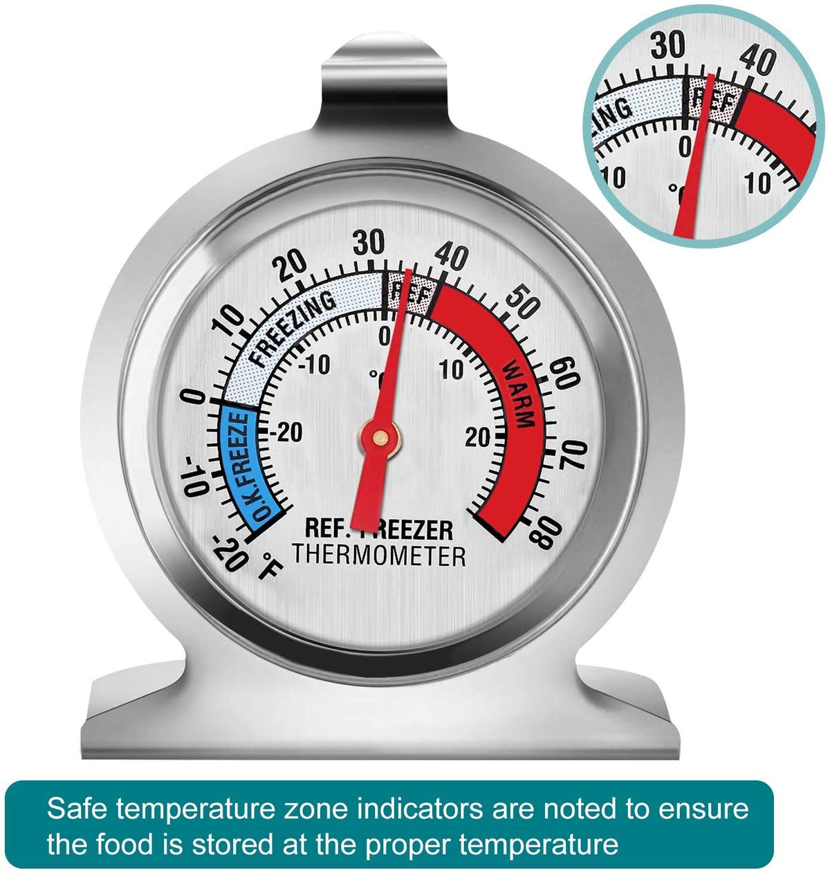 Refrigerator Thermometer, Large Dial Freezer Thermometer,Classic Series Temperature Thermometer for Refrigerator Freezer Fridge Cooler (3Pack)