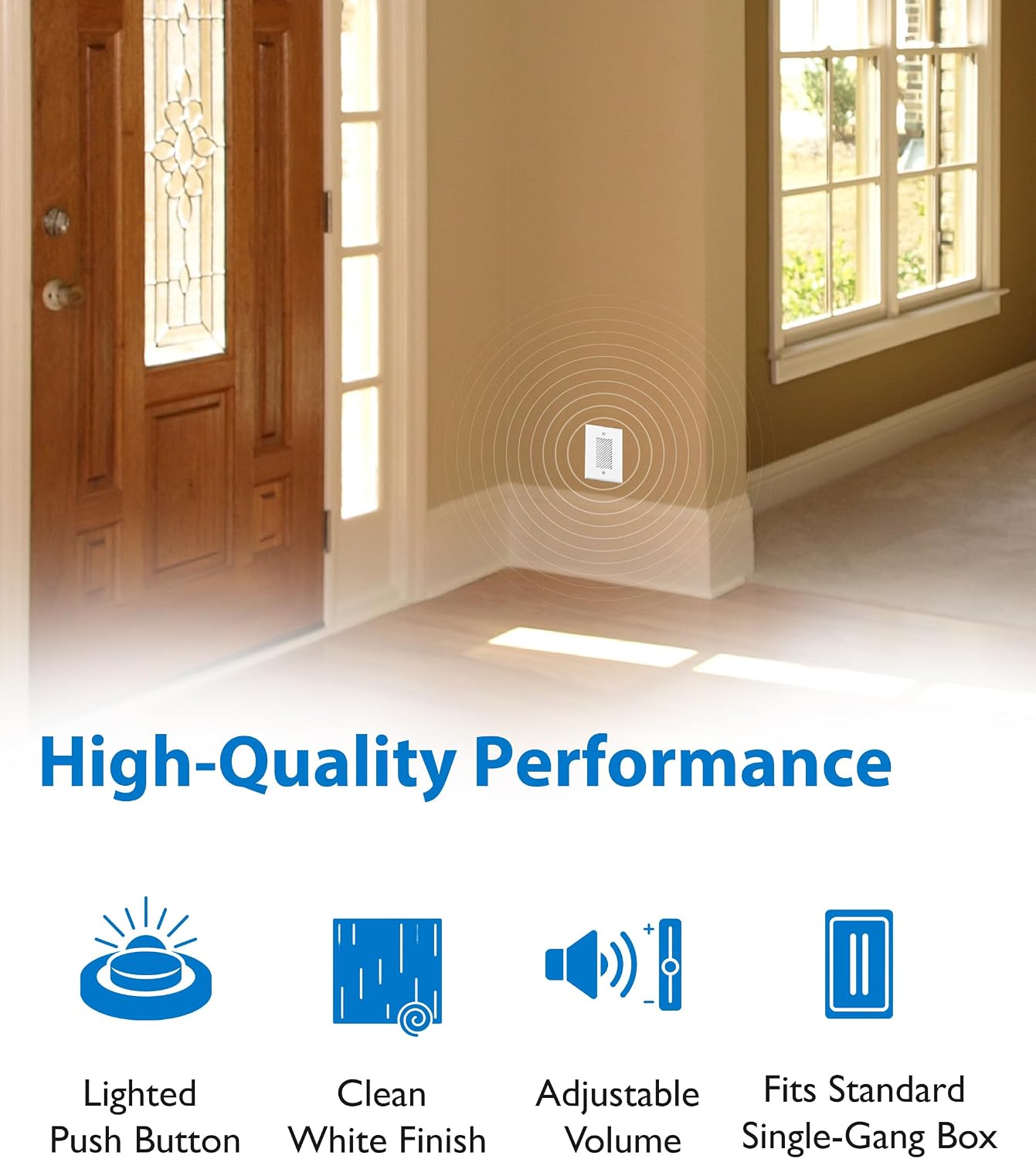 Doorbell Chime Kit - Easy Installation Electronic Door Bells for Home with Adjustable Volumes, 5 Chime Tones with