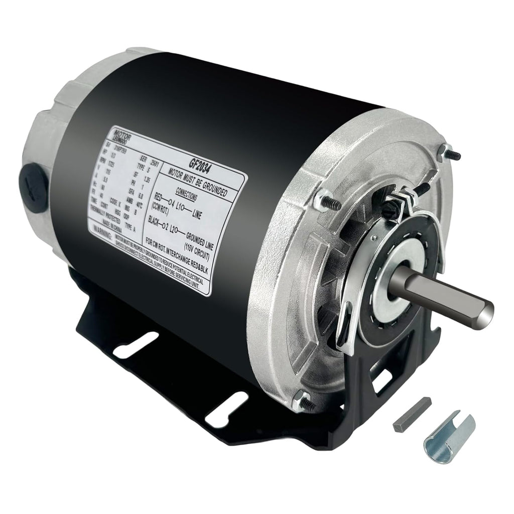 GF2034 1/3HP Electric Motor 115V 1725RPM 60Hz 48F Belt Drive Blower Motor