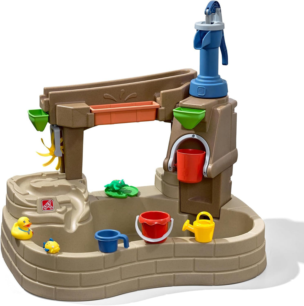 Step 2 Pump & Splash Discovery Pond Water Table, Kids Water Sensory Activity Pool, Summer Outdoor Toys, 10 Piece Toy