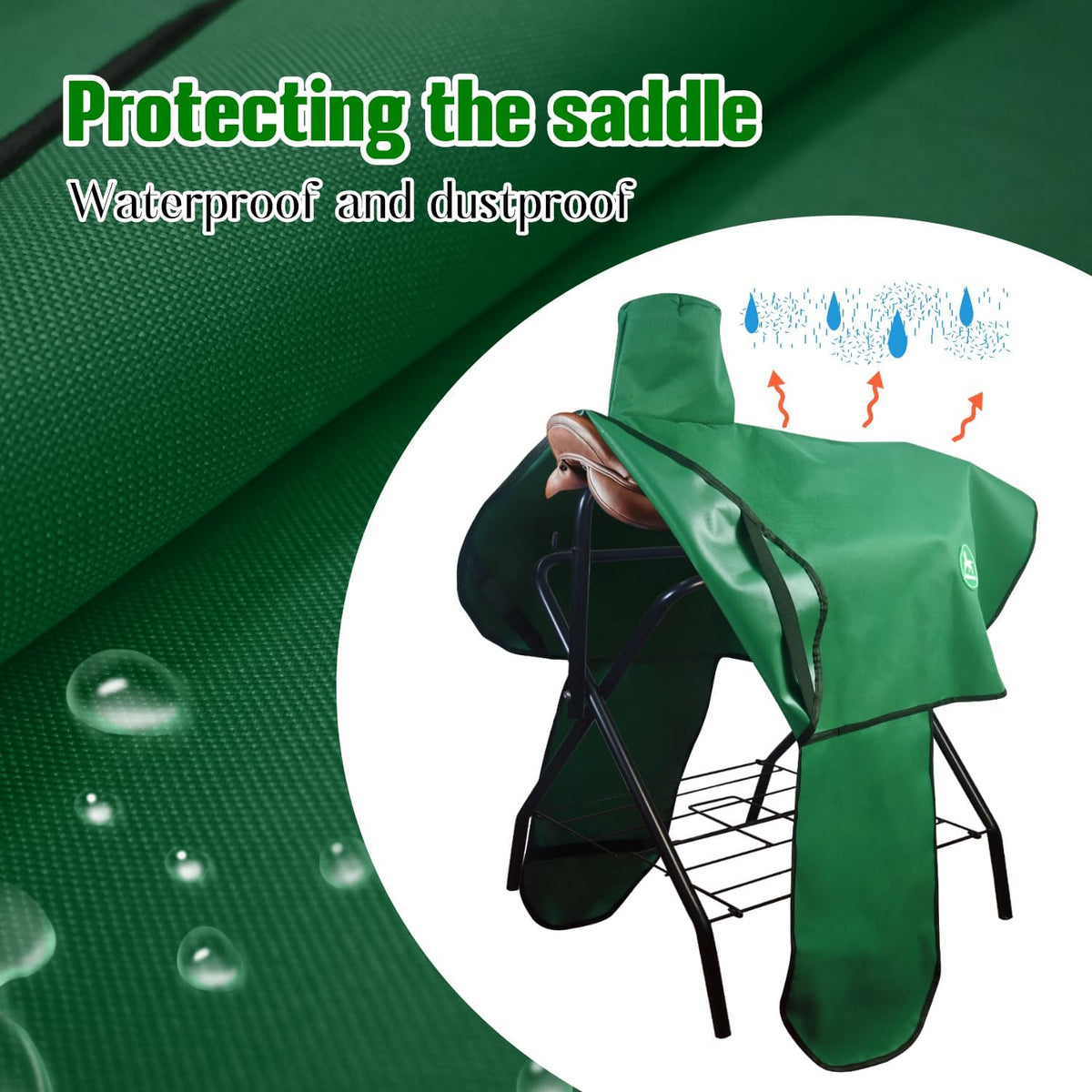 Western Saddle Cover with 6 Elastic Straps（Green）