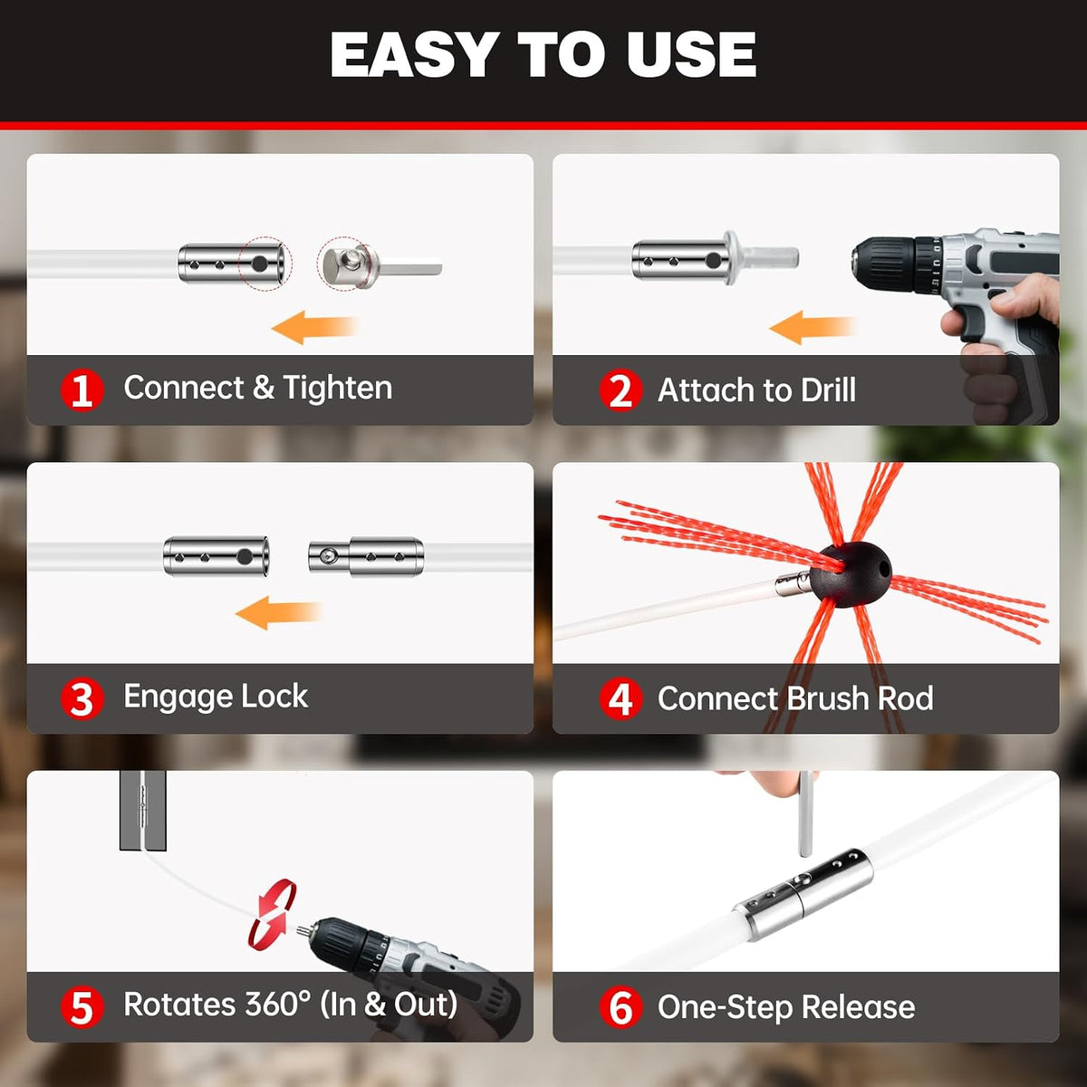 30 Ft Chimney Sweep Kit with 9 Flexible Rods & Chimney Brush