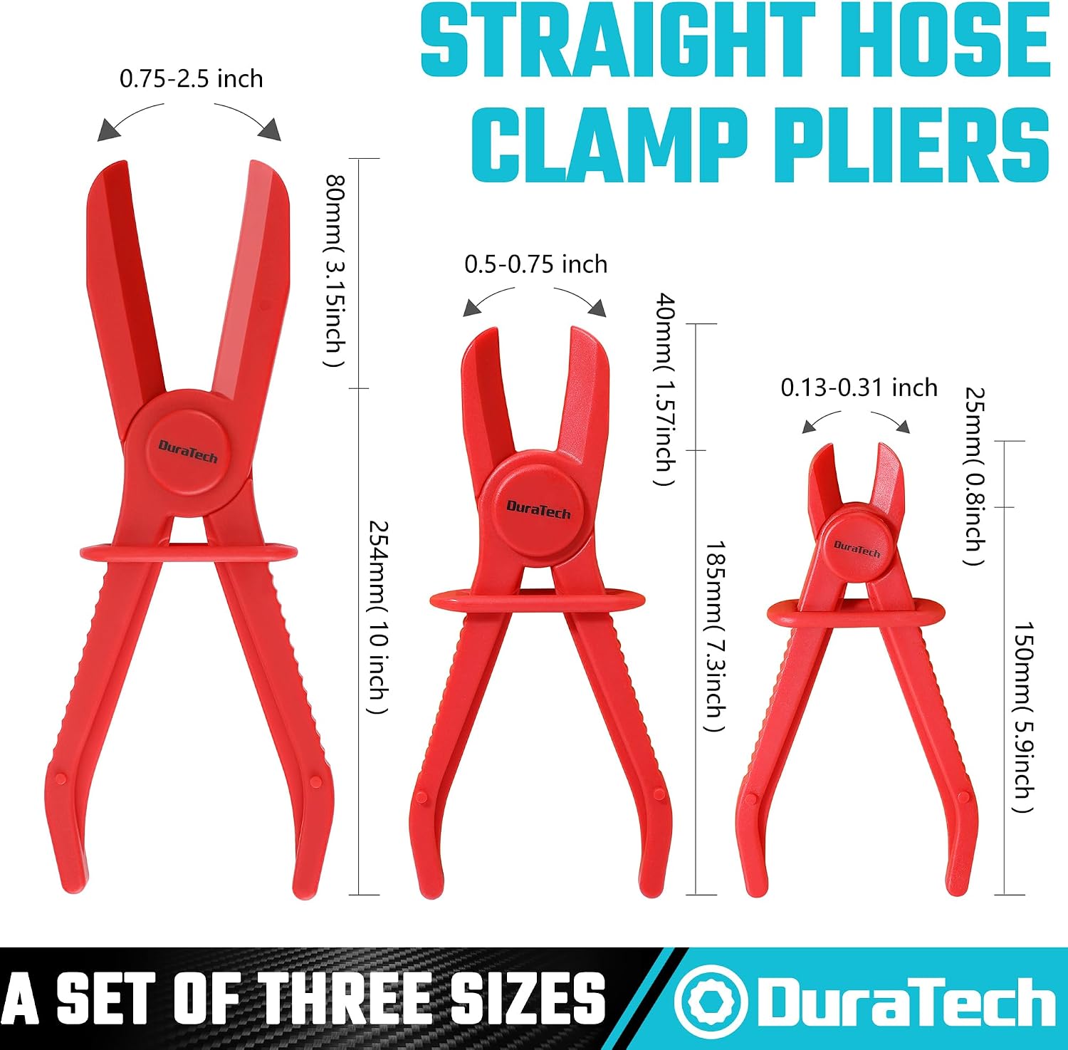 3-Piece Hose Pinch Clamp Pliers for Fuel, Brake and Radiator Hoses | Pinch Pliers, Line Clamp Pliers Set
