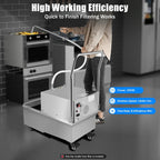 55L/14.5Gal Mobile Fryer Filter, 550W Commercial Fryer Filter Machine Cart, Stainless Steel Oil Filter Machine