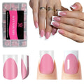 Deep Pink French Tip Press On Nails 150 Pcs Short Square