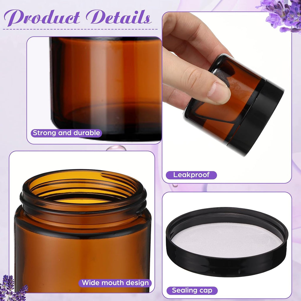 2 oz Glass Jars with Lids, Clear Candle Jars with Black Lids Round Empty Candles Container Tins for Candle Making