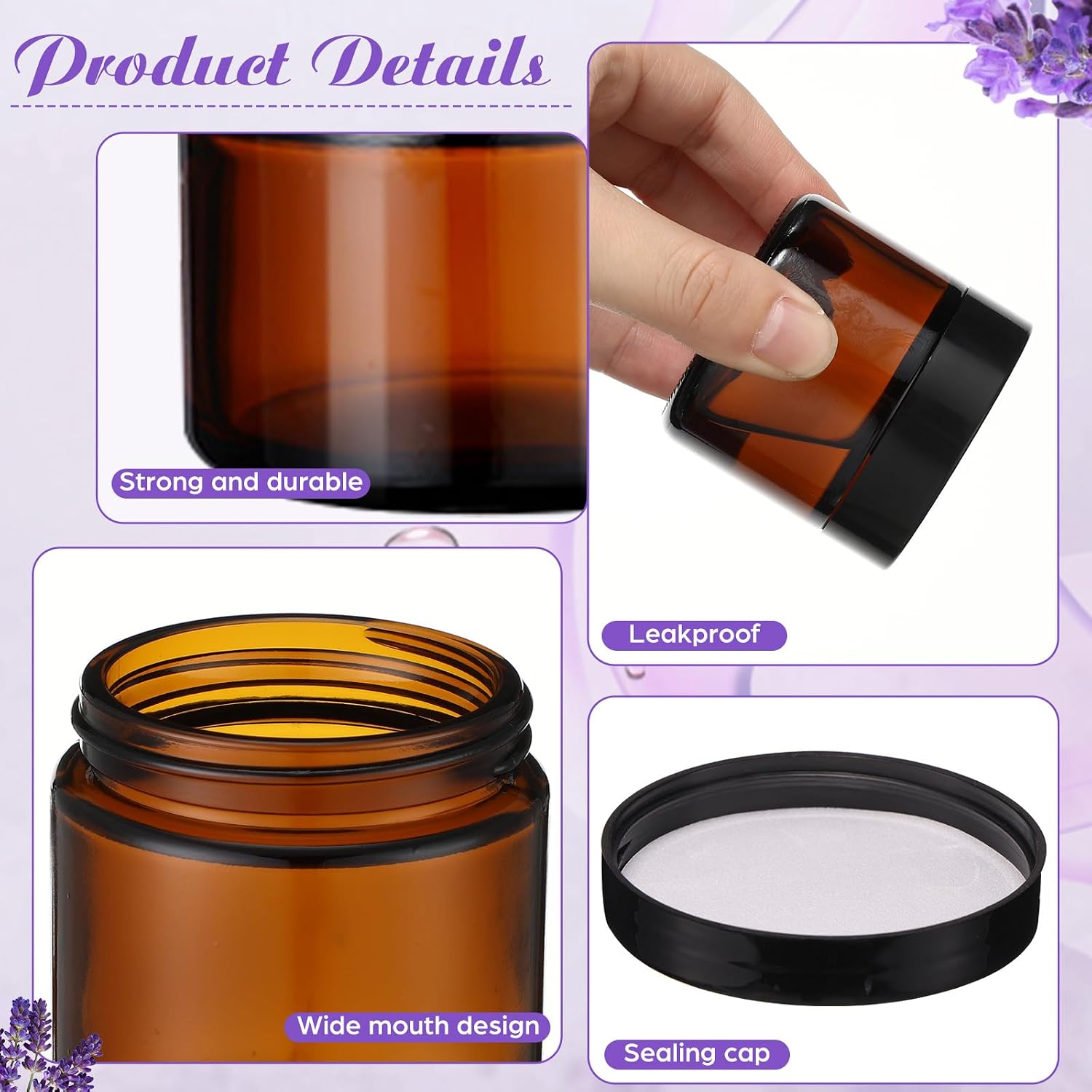 2 oz Glass Jars with Lids, Clear Candle Jars with Black Lids Round Empty Candles Container Tins for Candle Making