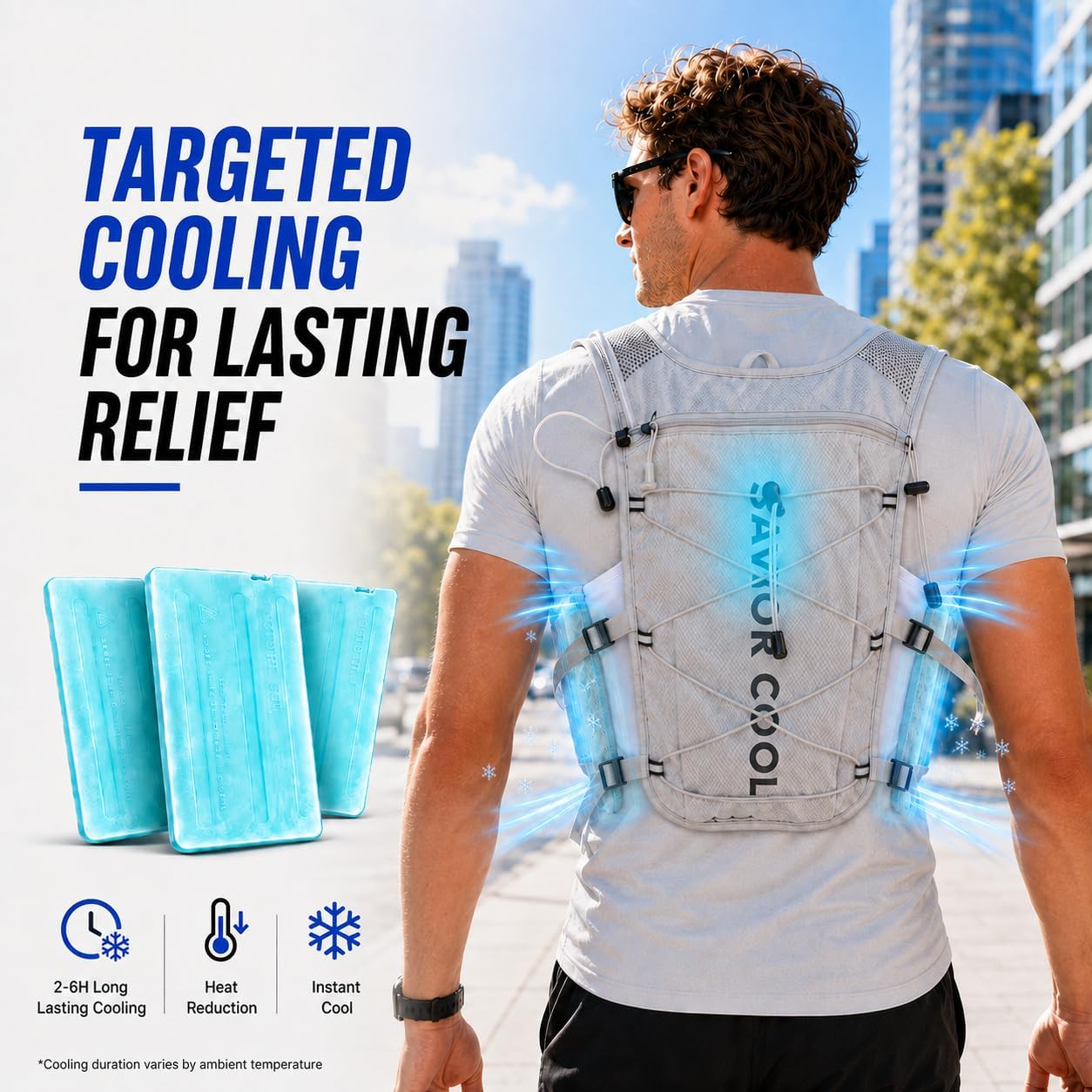 Cooling Hydration Vest with 2L BPA-Free Water Bladder, Running Vest with 3 Removable Cooling Packs, Lightweight