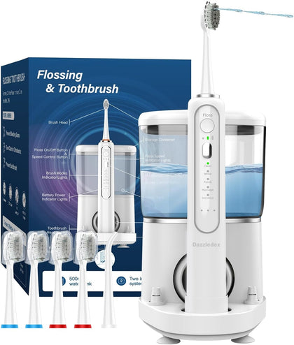 Electric Toothbrush and Water Flosser - Water Flossers for Teeth Electric Cleaning Brush with 5 Replacement Brush