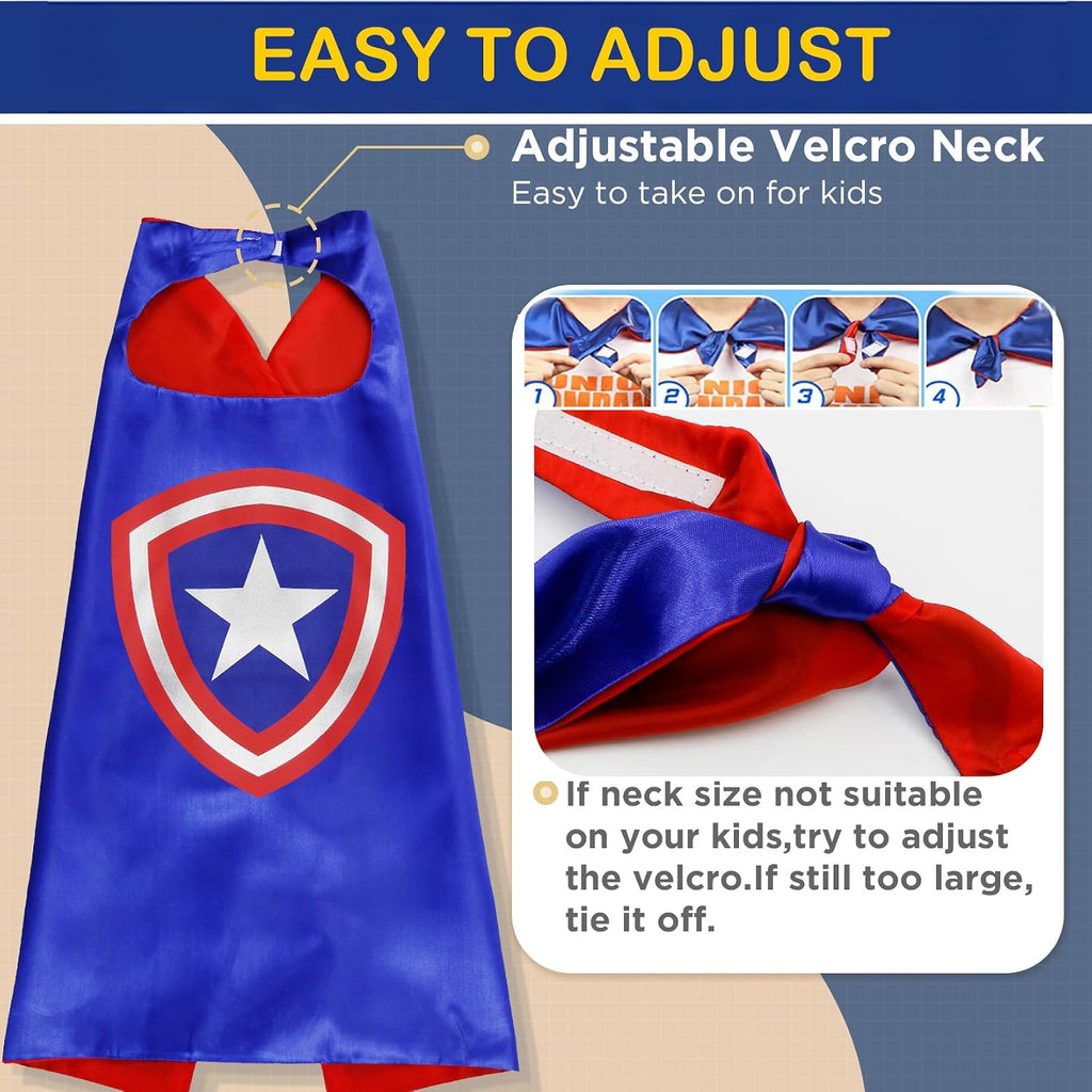 Kids Superhero Cape and Mask Set,Dress Up Costume with Slap Bracelets,Perfect for Birthday Patry,Halloween Cosplay