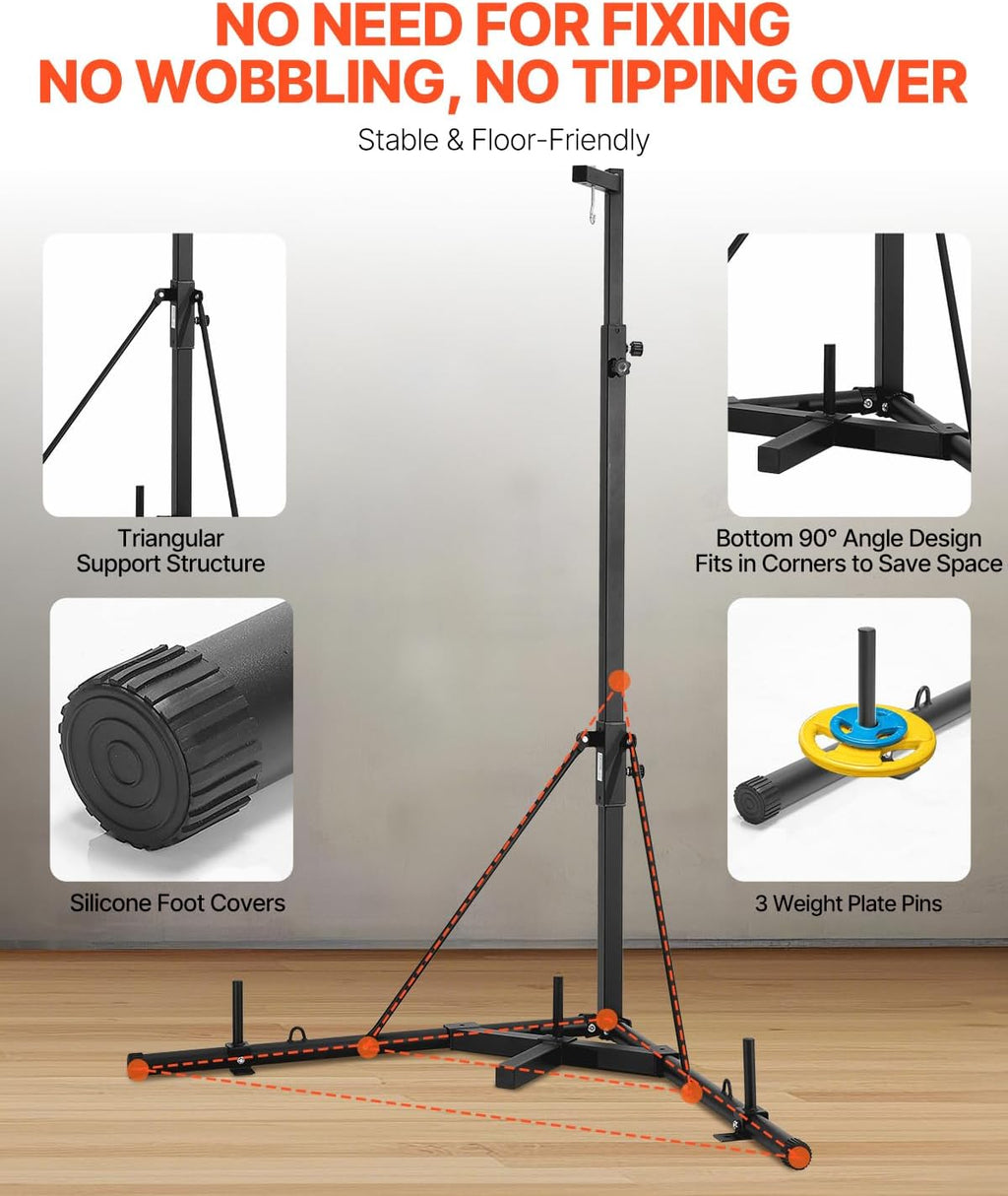 Punching Bag Stand, Steel Heavy Duty Workout Training Equipment, Adjustable Height Boxing Punching Stand with