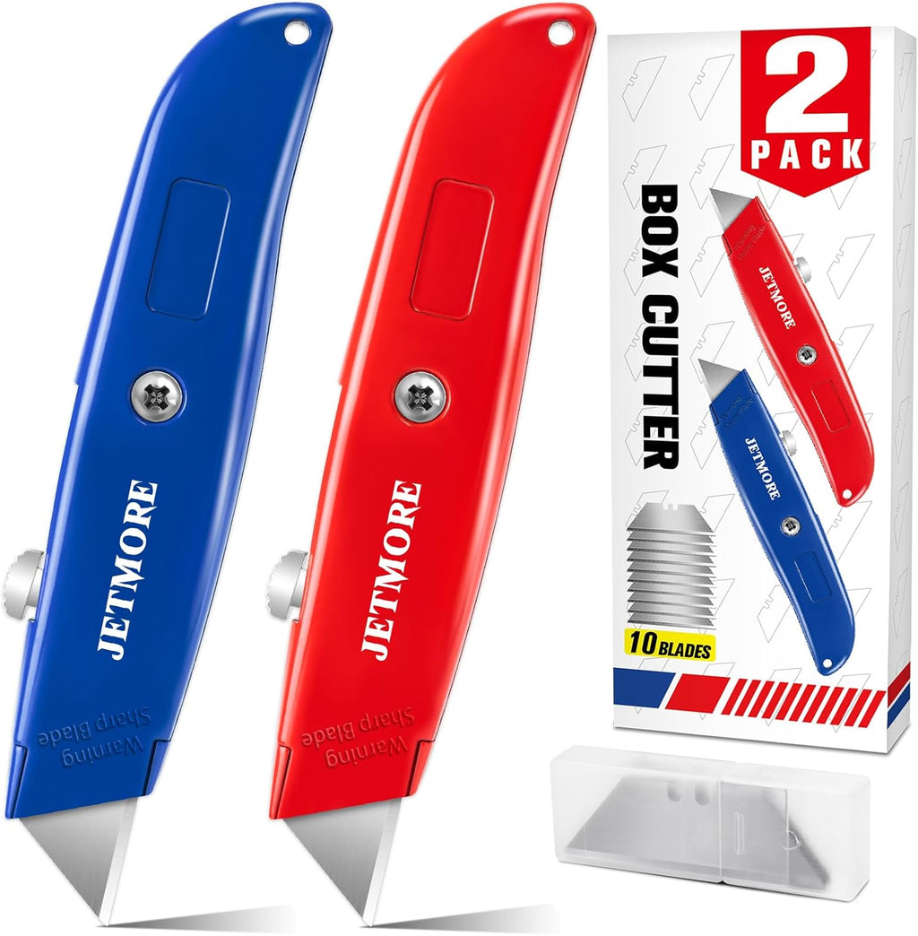 2 Pack Box Cutter Utility Knife Paper Craft Tool with 10 Blades
