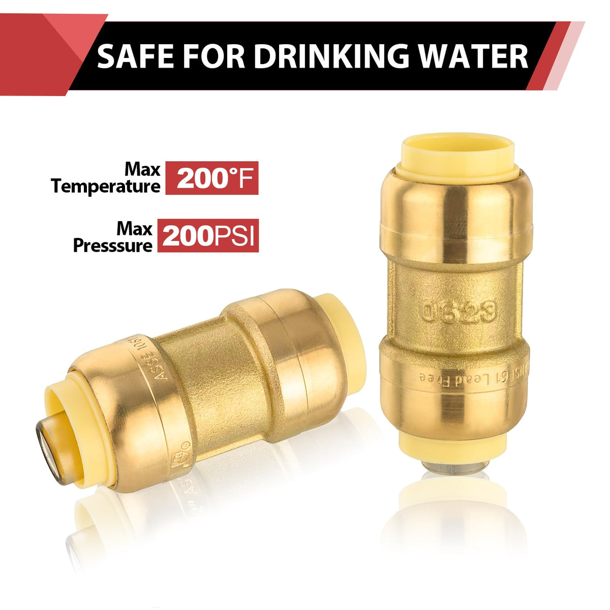 2piece EFIELD Push-Fit Fittings 3/4 Inch Straight Coupling