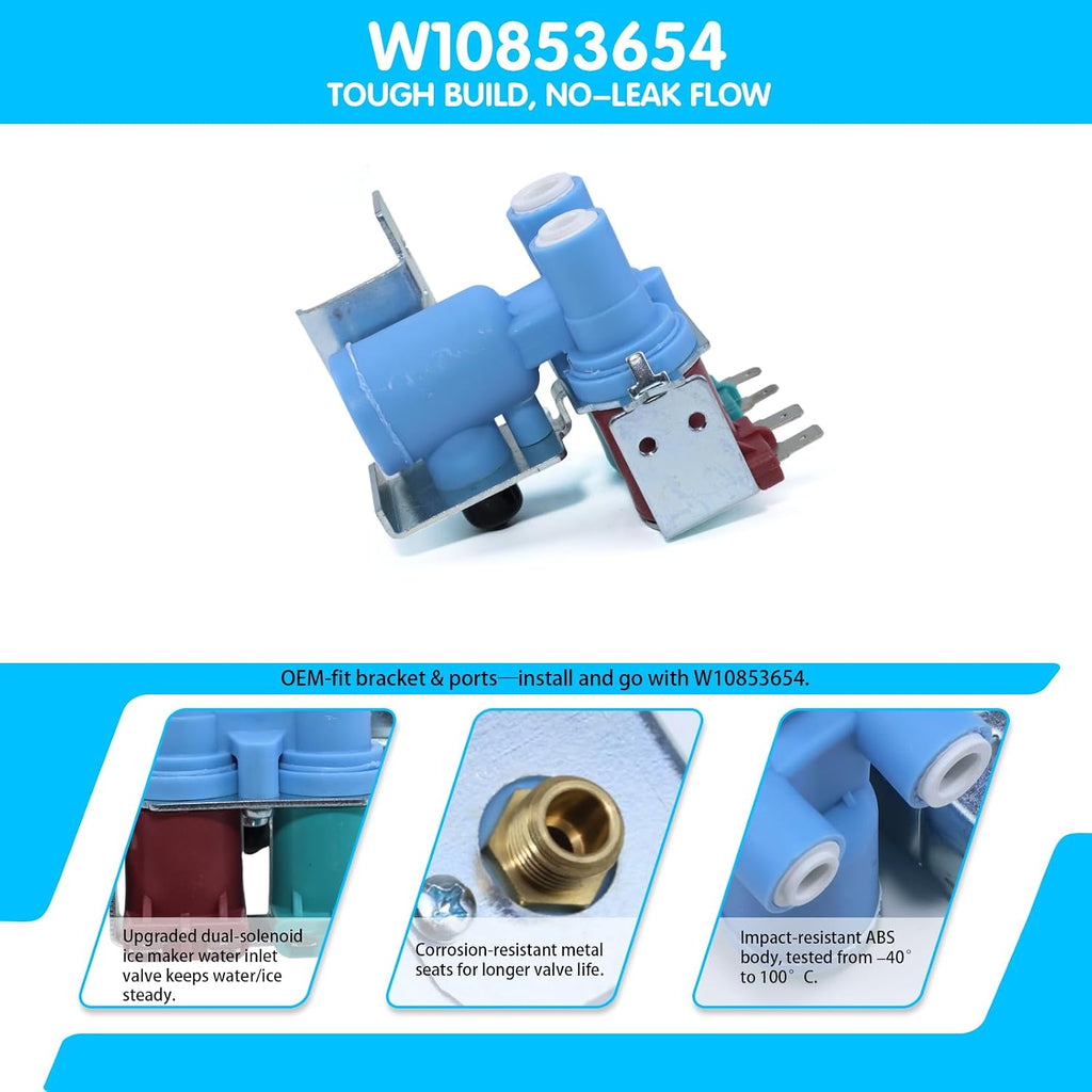 W10853654 2188778 Refrigerator Ice Maker Water Inlet Valve Replacement