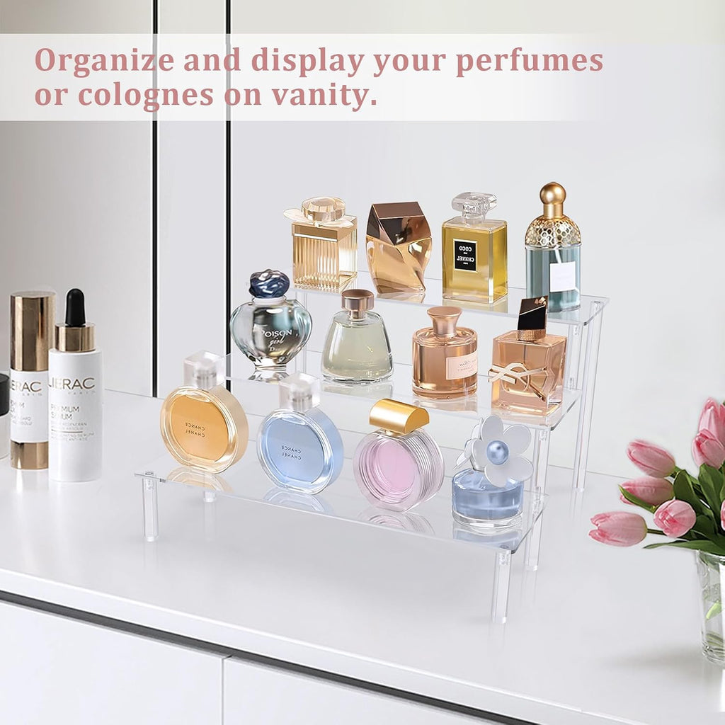 Acrylic Display Riser, Clear Perfume Organizer, 3 Tier Cupcake Stand | Acrylic Shelves for Amiibo Funko POP Figures