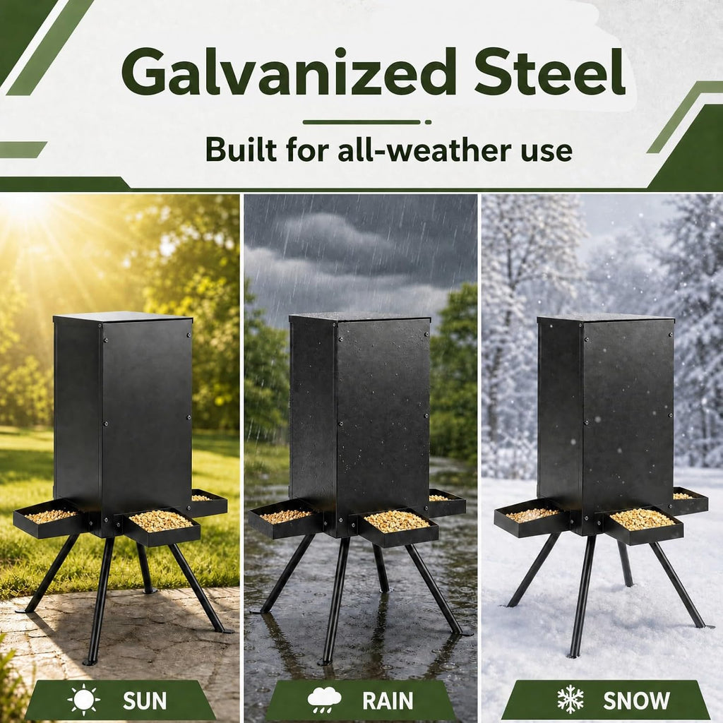 90LBS Deer Feeder, Gravity Deer Feeders with 4 Trays, Heavy Duty