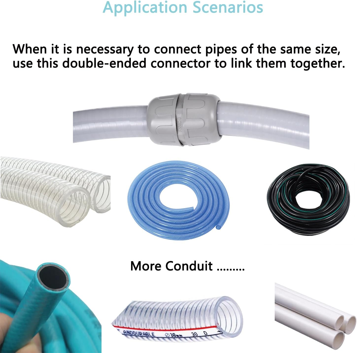 (1 Pcs) NPT 1/2 Double Conduit Liquid-Tight Connector Straight | Extend Repair Conduit Runs, Quick Connect Same Size
