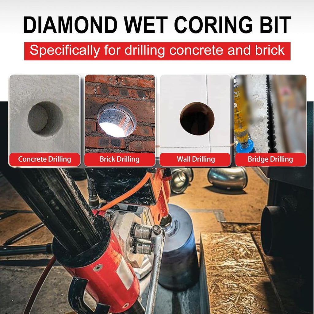 Diamond Core Drill Bits 1 1/8" Diameter 10"/254mm Drilling Depth 5/8-11" Thread Core Bit Turbo Laser-Welded Segments